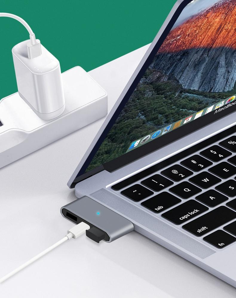 NÖRDIC 3 port USB-C hub 1xUSB-C PD 2xUSB-A 3x5Gbps