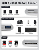 NÖRDIC USB-C kortlæser UHS-I SD/Micros SD USB-A 3.0