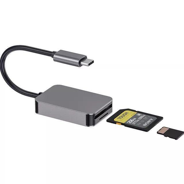 NÖRDIC USB-C 3.1 Kortlæser 2 Slot SD 4.0 og MicroSD UHS-II