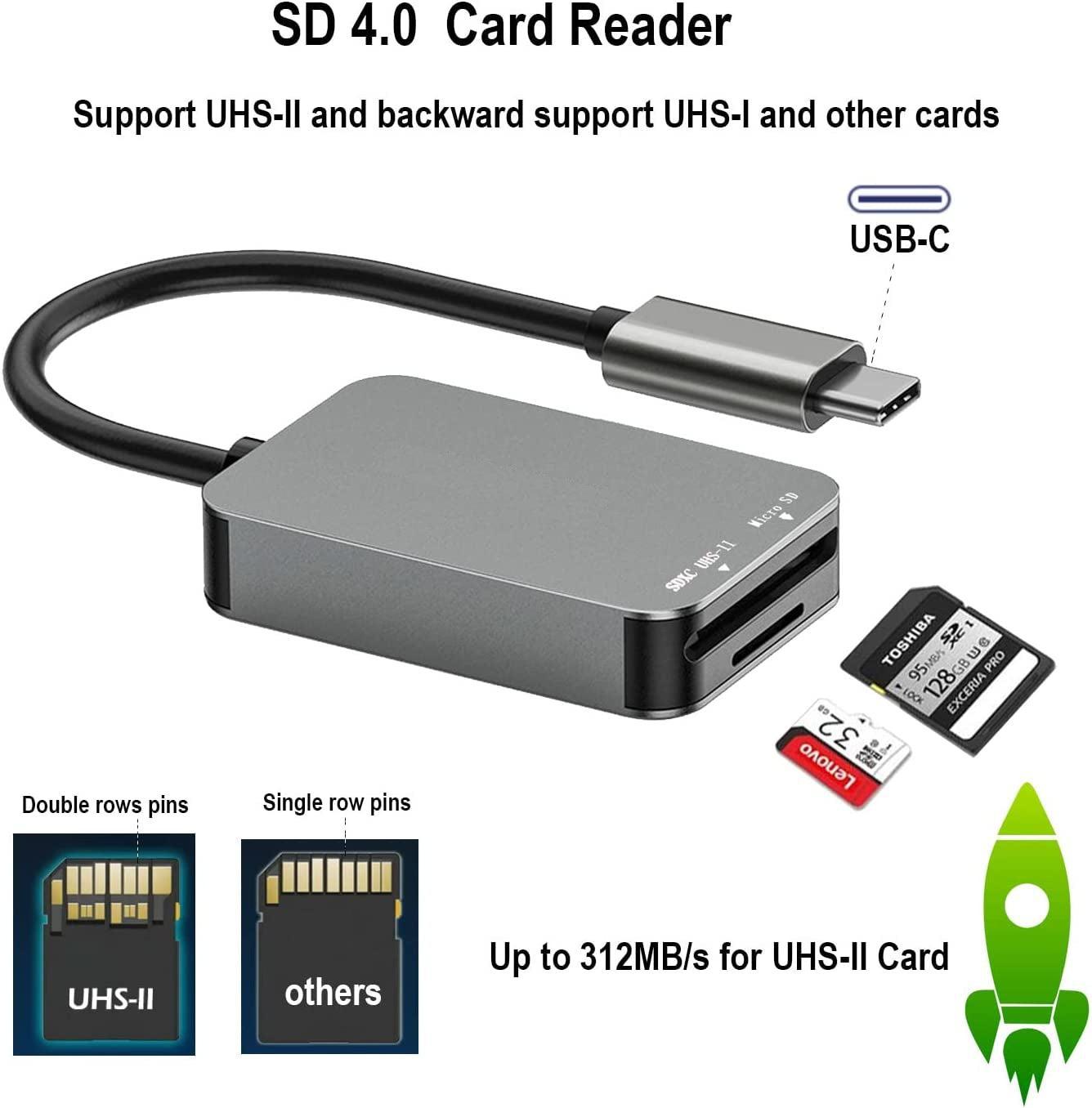 NÖRDIC USB-C 3.1 Kortlæser 2 Slot SD 4.0 og MicroSD UHS-II