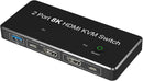 NÖRDIC HDMI 2.1 8K60Hz KVM-switch 2 til 1 HDCP2.3 HDR10 med 4xUSB-A-udgang