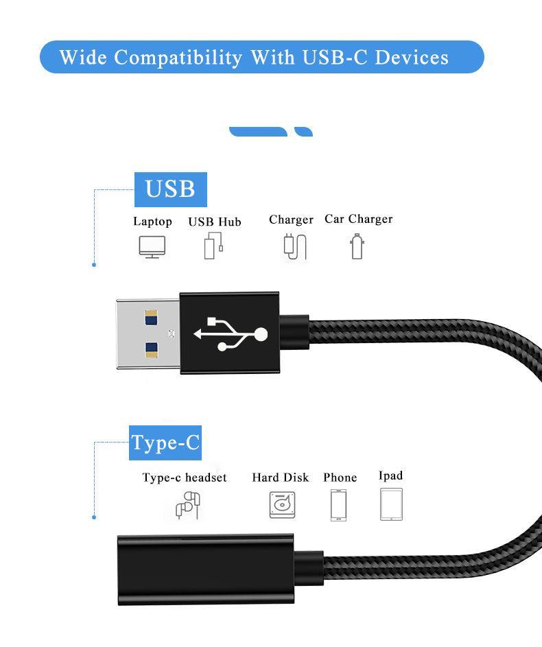 NÖRDIC USB C til OTG USB A Adapter Metal Black 15cm