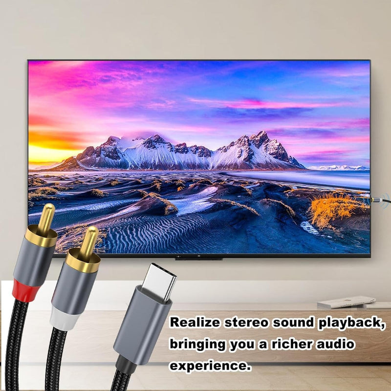 NÖRDIC USB-C til RCA kabel 1,2m til lyd