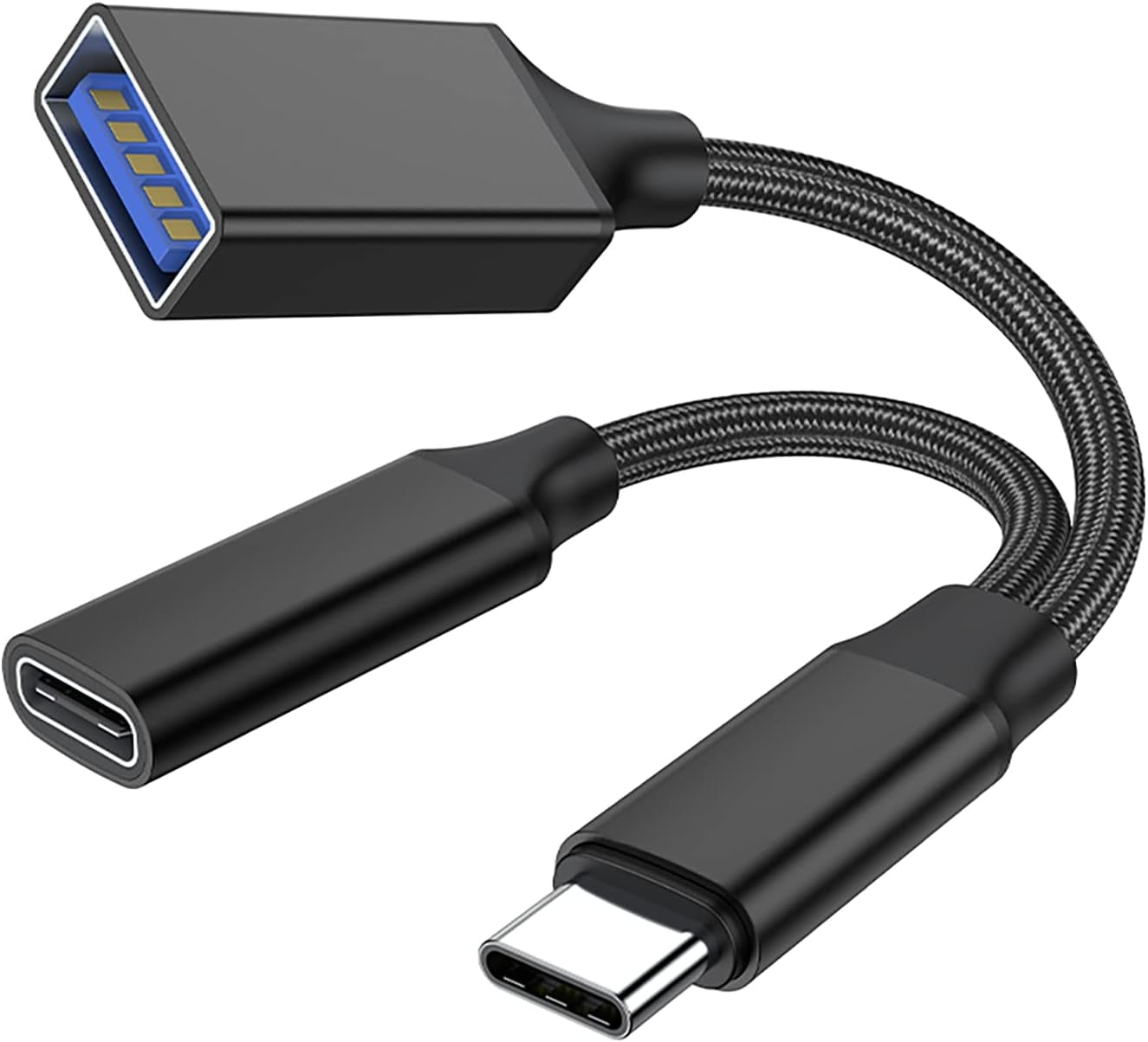 NÖRDIC USB-C til USB-A og USB-C PD60W opladeradapter 13 cm