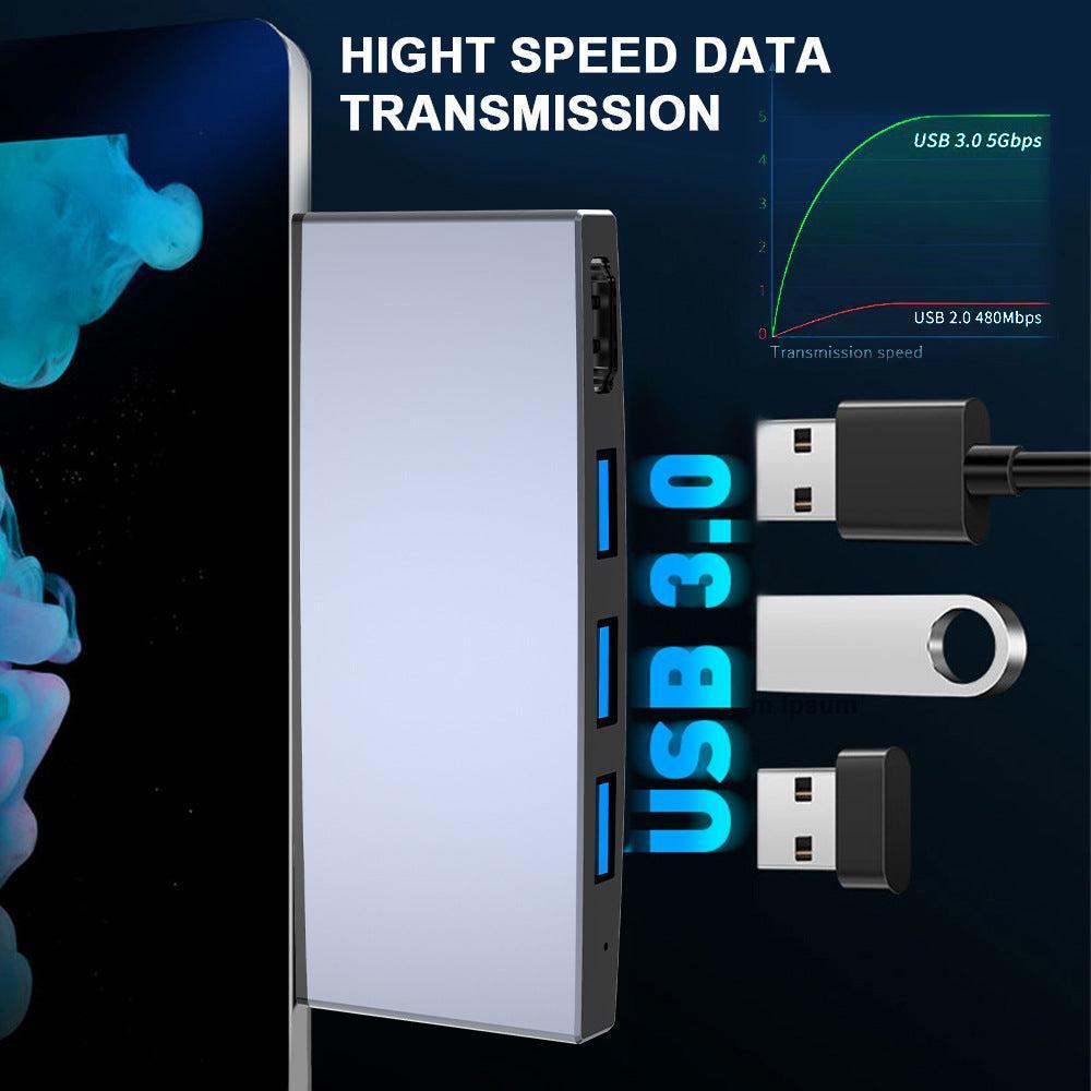 NÖRDIC USB-dockingstation til MicroSoft Surface Pro 1xHDMI4k30Hz 2xUSB-A 5Gbps 1xRJ45 LAN og 1xTF og 1xSD