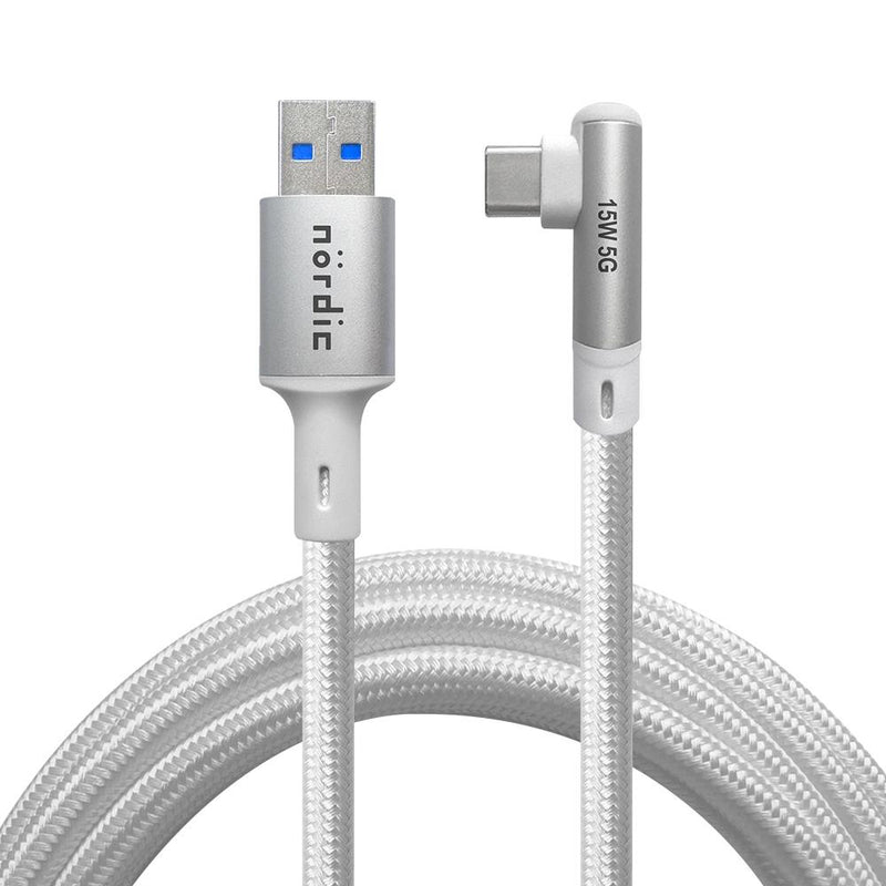 NÖRDIC VR Link-kabel 5m USB3.2 Gen1 USB-C til A 5Gbps 3A hurtigopladning Quest 2 Super Speed USB Link-kabel Hvid