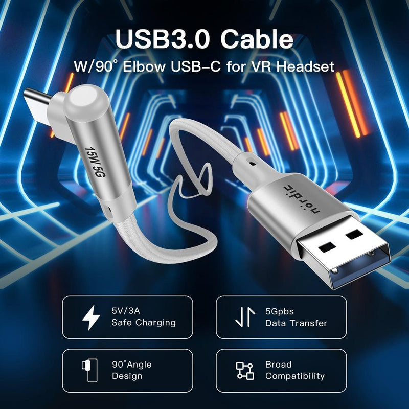 NÖRDIC VR Link-kabel 5m USB3.2 Gen1 USB-C til A 5Gbps 3A hurtigopladning Quest 2 Super Speed USB Link-kabel Hvid