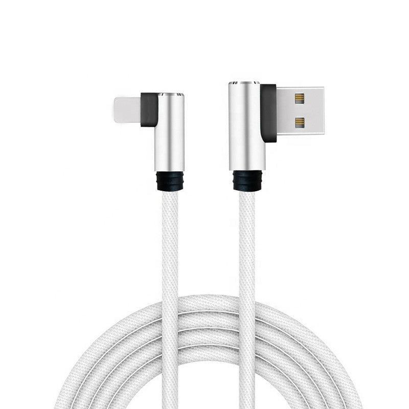 NÖRDIC Vinklet Lightning (Ikke-MFI'er) til vinklet USB A-kabel til synkronisering og opladning hvid 1m