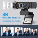 NÖRDIC Webcam UHD 4K 30fps 1080p 60fps 4MP Autofokus, Lyskorrektion