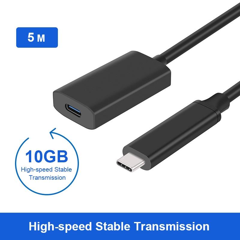 NÖRDIC aktiv 5m USB-C 3.2 Gen 2 SuperSpeed 10 Gbps forlængerkabel han til hun