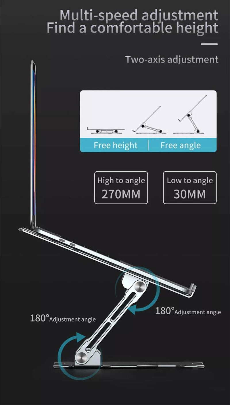 NÖRDIC aluminiumsholder til bærbar computer til op til 17" justerbar højde til notebookstander, sølvfarvet