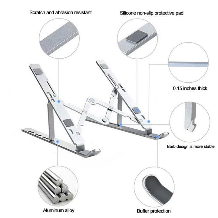 NÖRDIC aluminium sæt justerbar bærbar tablet sammenfoldelig og mobiltelefoner laptop holder stativ plads grå