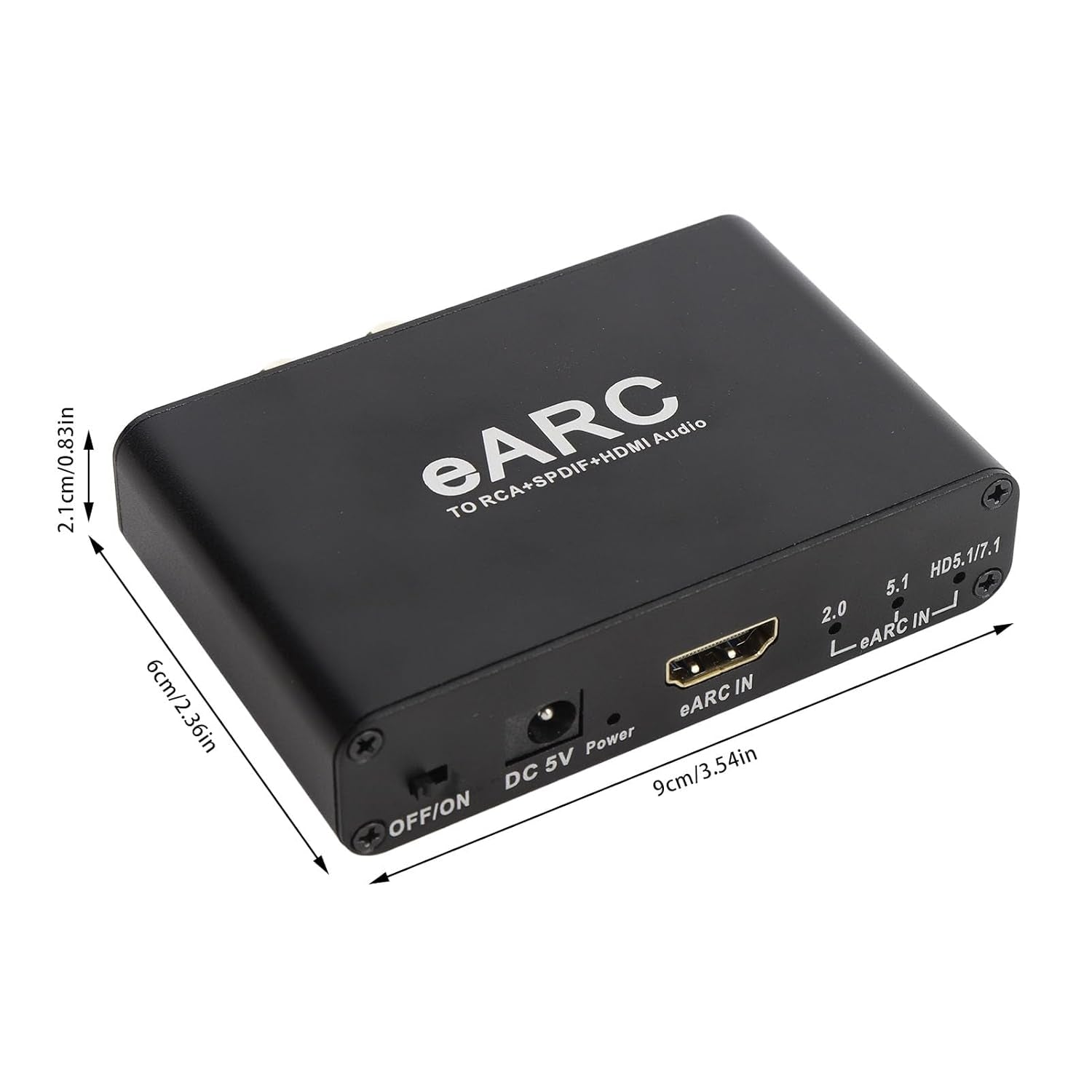 NÖRDIC eARC/ARC HDMI Lyd-Extractor, 24 bit 192 kHz volumenkontrol, HDMI, RCA, optisk og 3,5 mm lydudgang, til HDTV, højttalere og forstærkere
