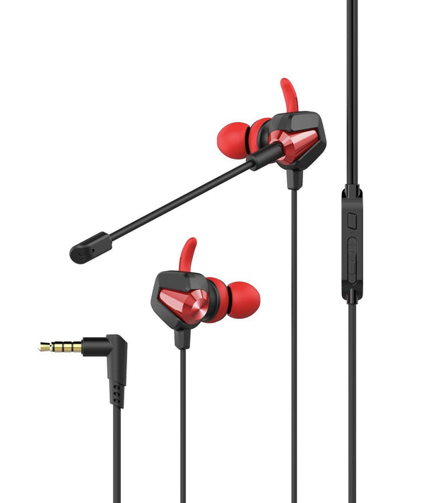 NÖRDIC headset med aftagelig og fleksibel mikrofon og volumenkontrol Rød 3,5 mm stereo sort