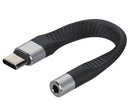 NÖRDIC kort fladkabel 14 cm USB-C til 3,5 mm lydadapter DAC USB-C hovedtelefonadapter