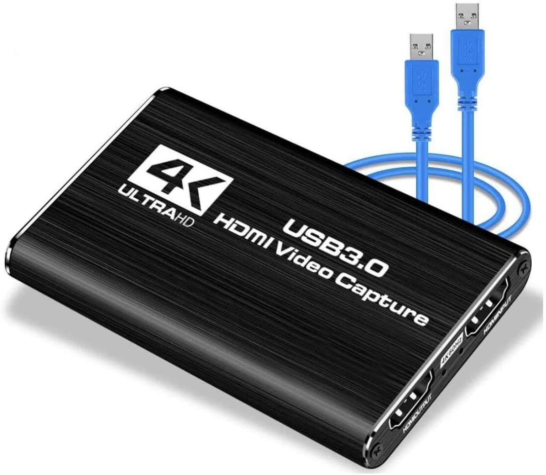 NÖRDIC videooptagelsesadapter USB3.0 HDMI-udgang 4K 60Hz HDMI med sløjfemikrofon og lydudgang HDMI-signalsløjfeudgang