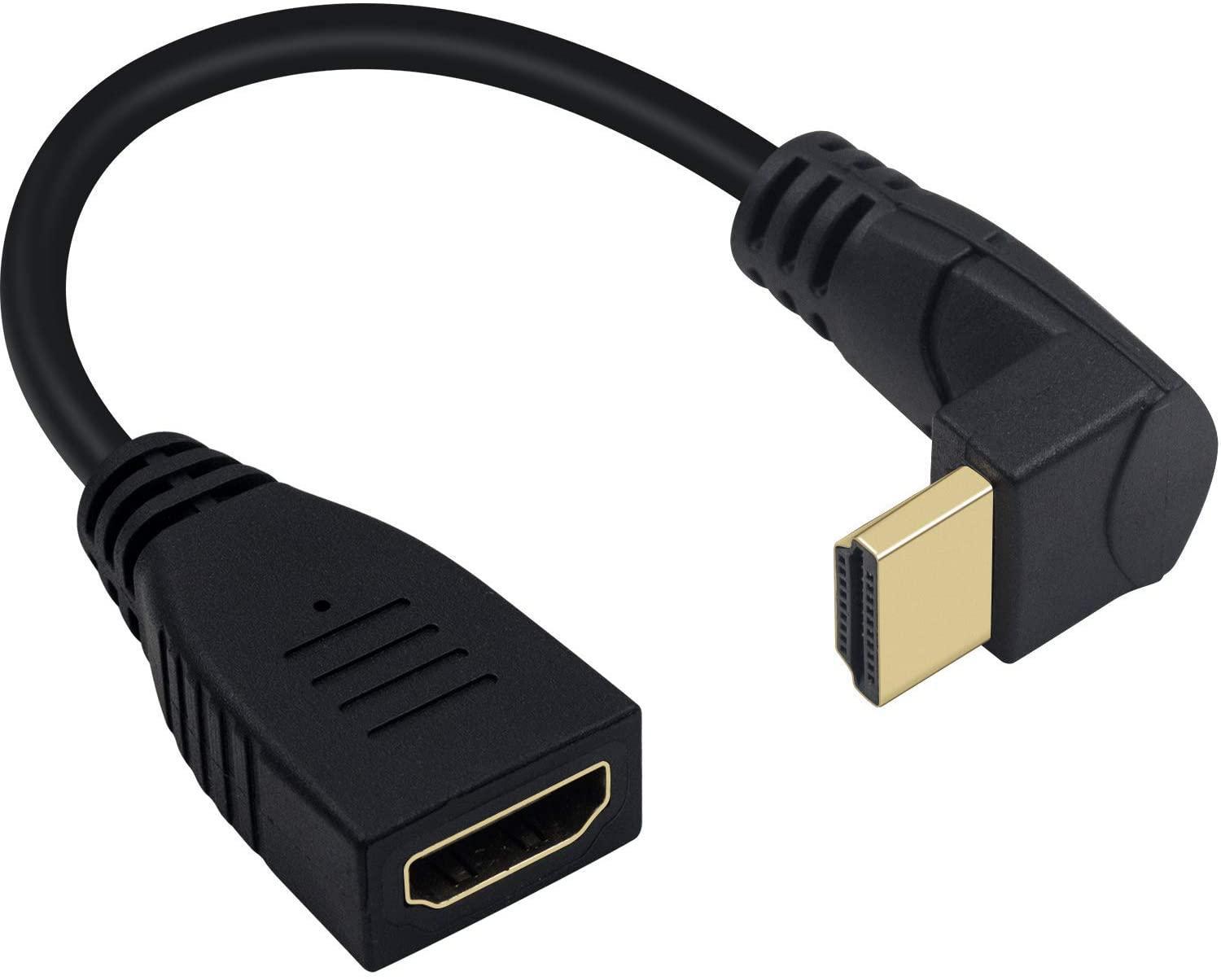 NÖRDIC vinklet HDMI-adapter 4K30Hz UHD han til hun 20cm sort