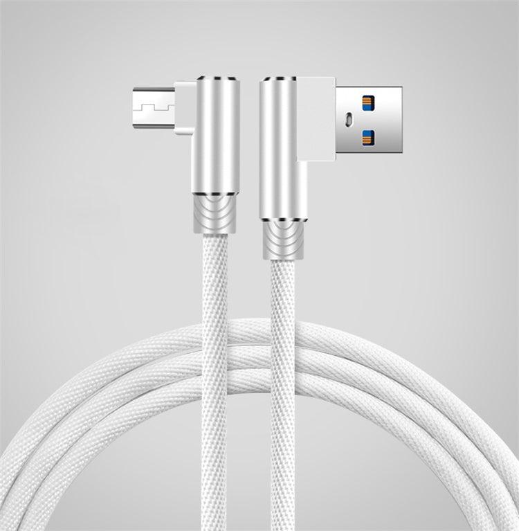 NÖRDIC vinklet USB C til vinklet USB et kabel til synkronisering og opladning hvid 2m