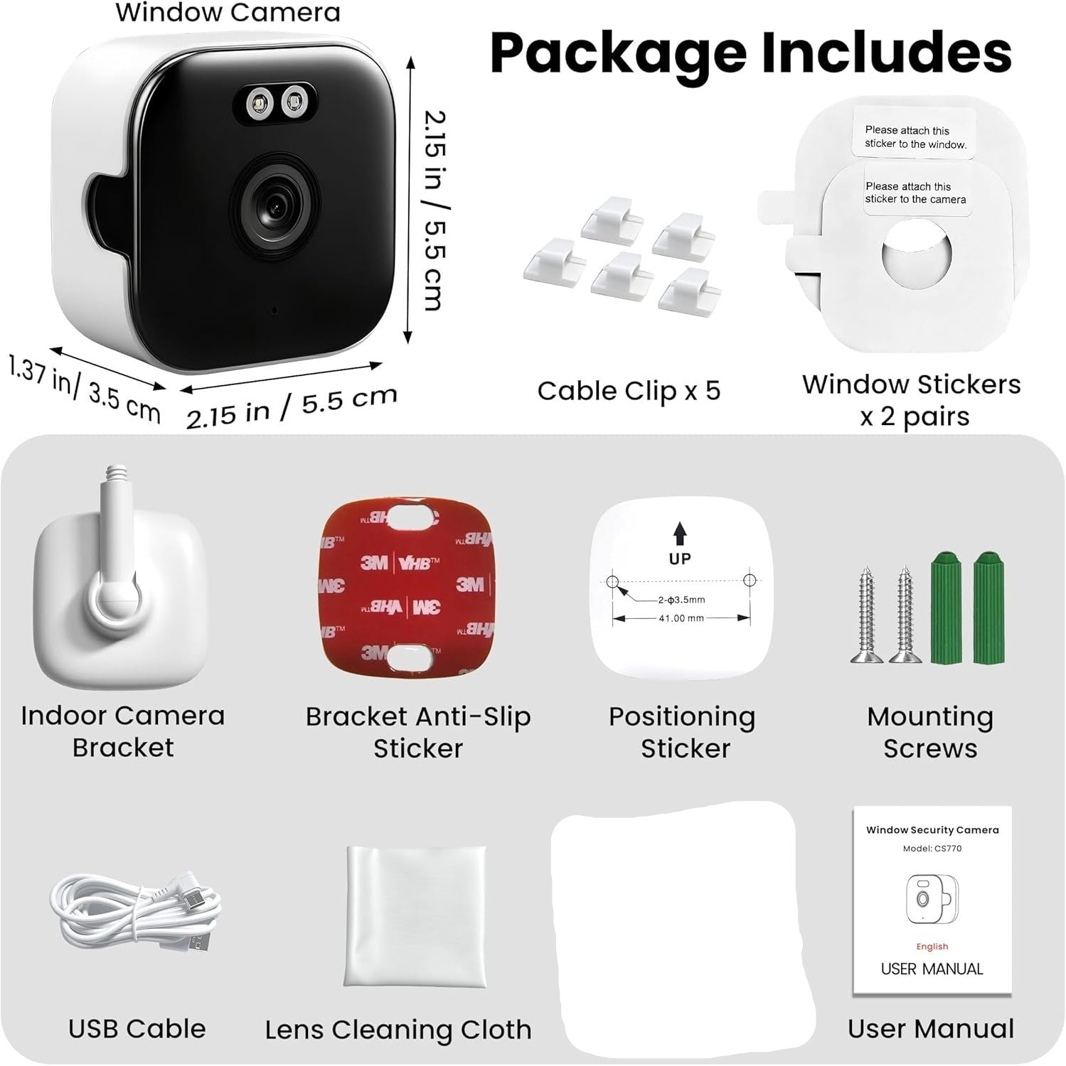 NÖRDIC 2K overvågningskamera, WiFi-kompatibel til indendørs brug med 32GB SD-kort, 5GHz & 2,4GHz understøttelse for AI Starlight Color Night Vision, AI person- og bevægelsesdetektion
