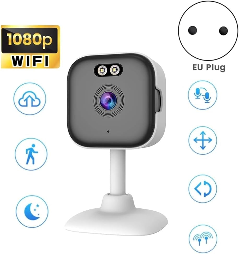 NÖRDIC 2K overvågningskamera, WiFi-kompatibel til indendørs brug med 32GB SD-kort, 5GHz & 2,4GHz understøttelse for AI Starlight Color Night Vision, AI person- og bevægelsesdetektion