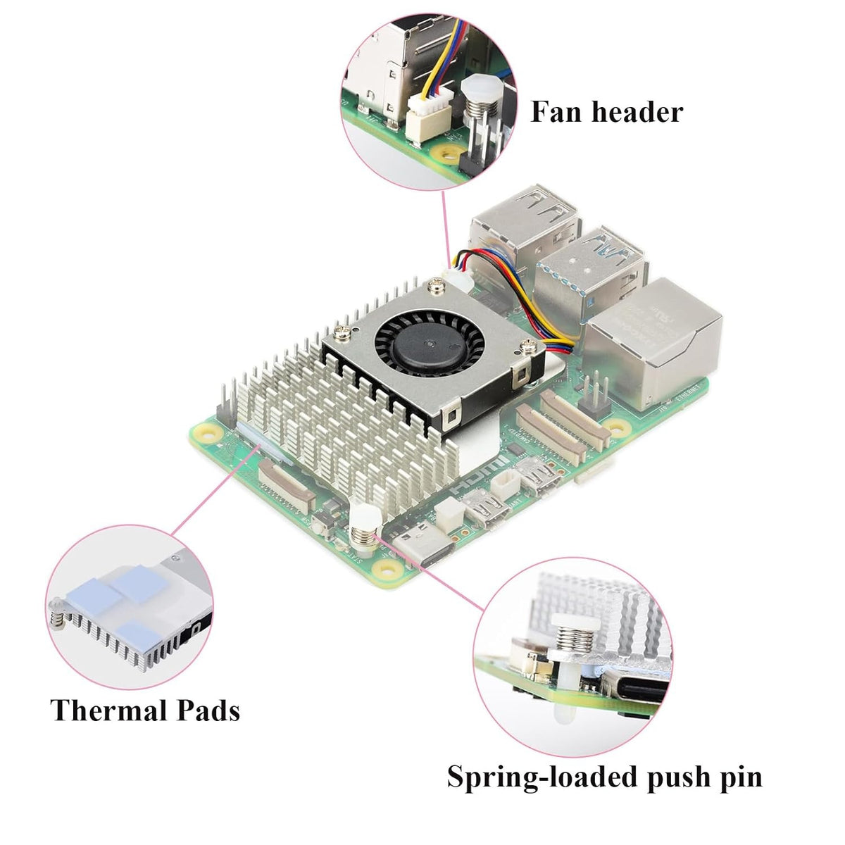Official Active Cooler for Raspberry Pi 5 with Temperature-Controlled Blower Fan Aluminium Heatsink