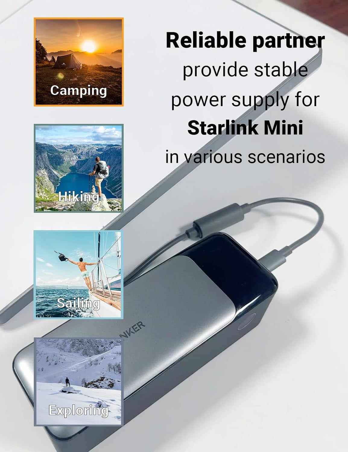 STARLINK Mini DC5.5x21 to USB-C extension 20cm Waterproof Power Converter with Smart PD Chip,Works with 100W+ PD Charger, Power Bank, Power Station