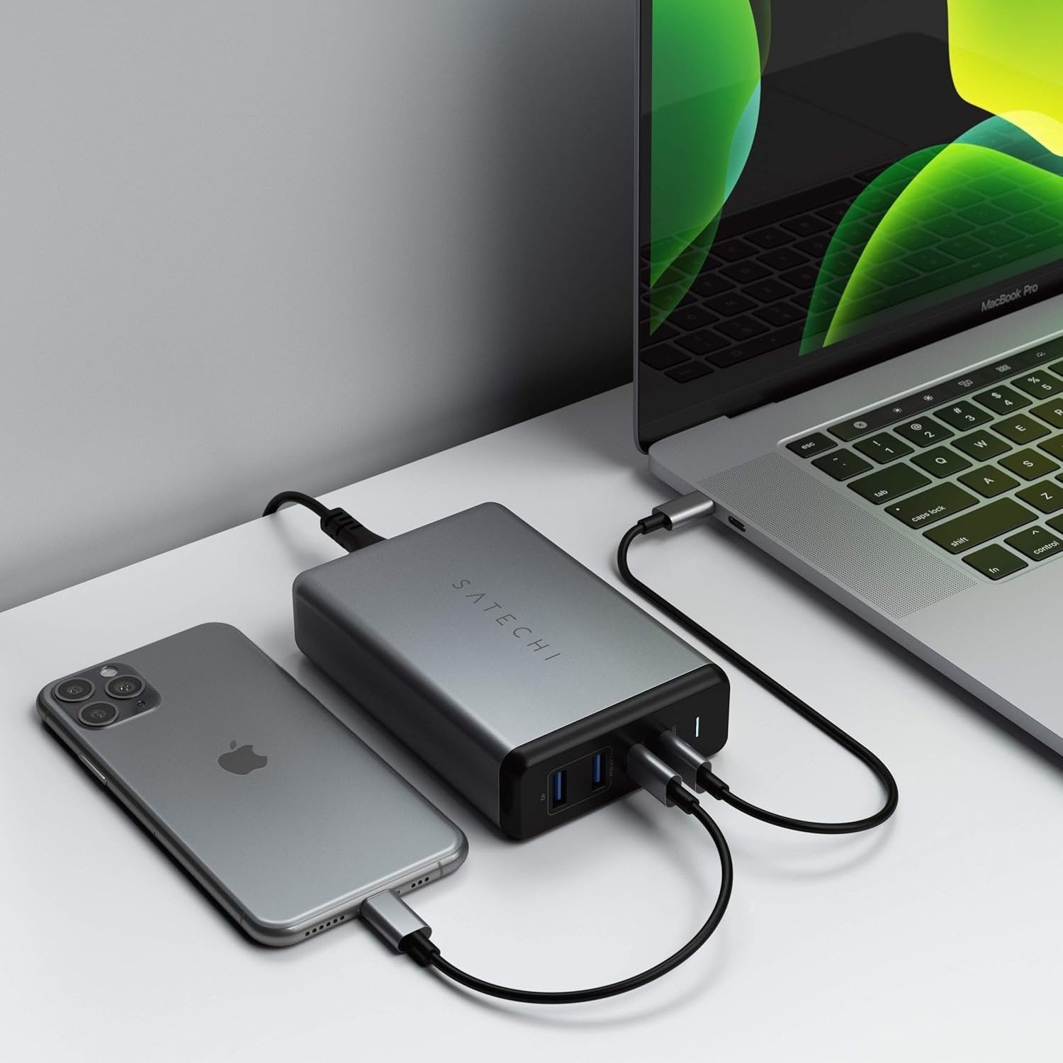 Satechi 108W Pro USB-C PD Desktop Ladestation – 2xUSB-C PD & 2xUSB A-porte