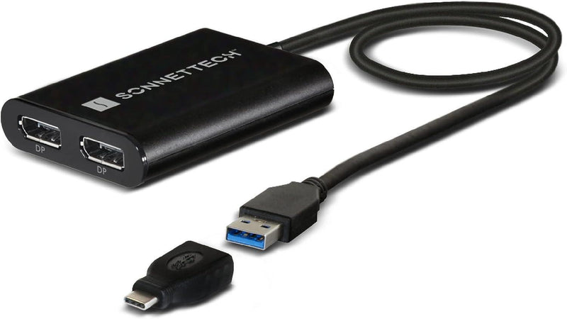 Sonnet USB-A og USB-C Dual 4K60Hz DP Displaylink Adapter til bærbare og M1/M2 Macs