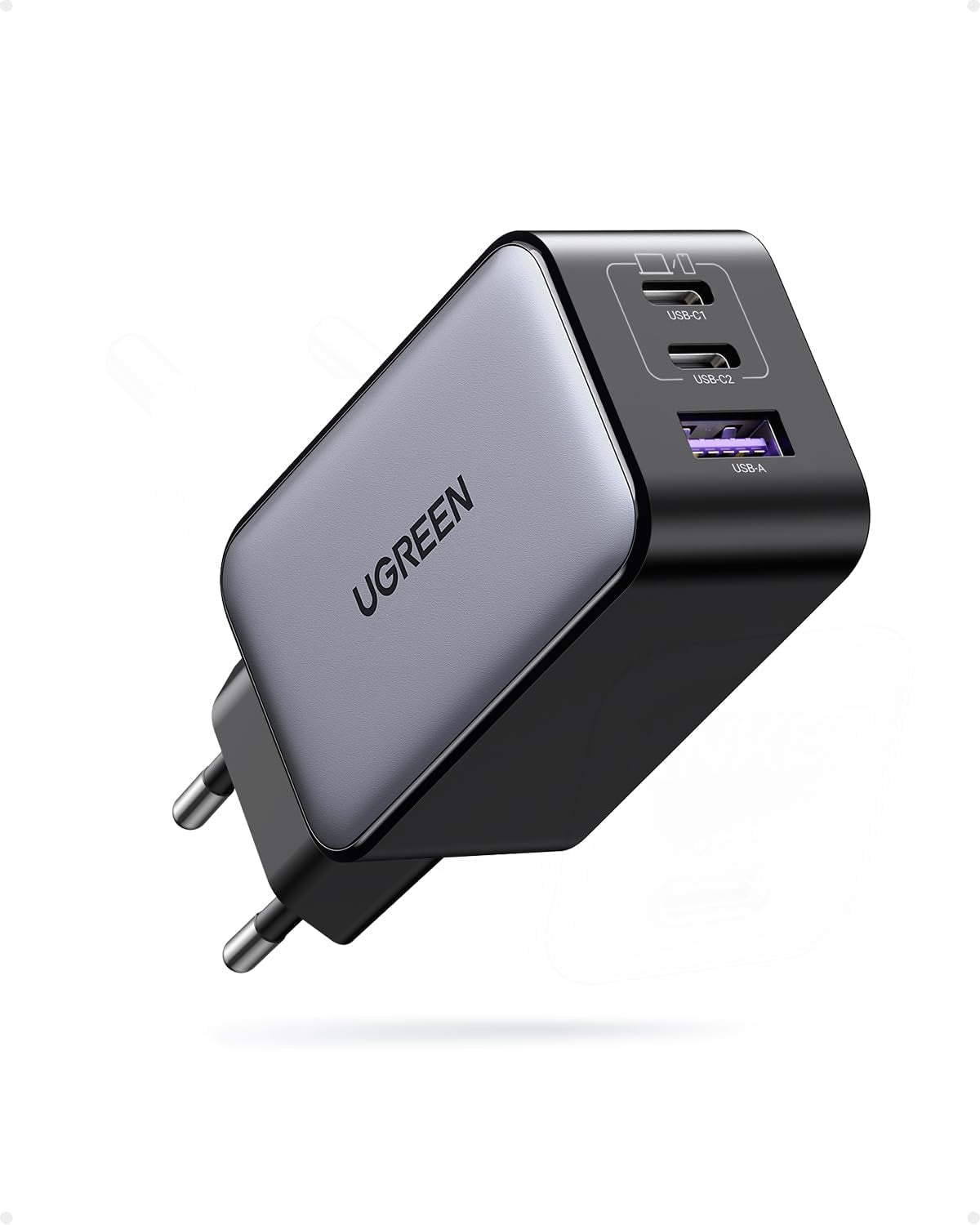 UGREEN Nexode 65W USB-C oplader med 3 porte, 2xUSB-C + 1xUSB-A, PD, PPS og GaN II