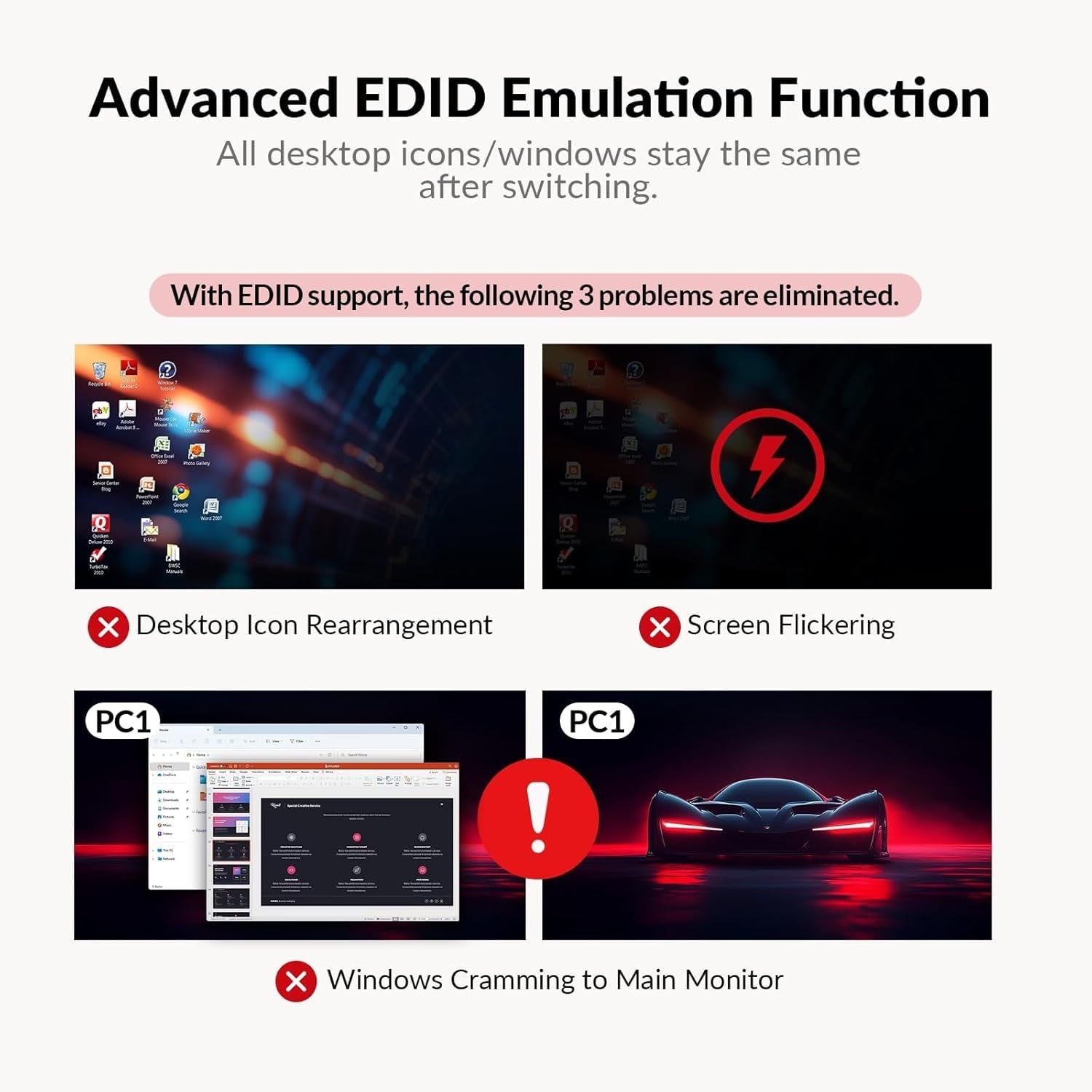 USB-C KVM Dockningsstation til 2 bærbare computere, Dual 4K-skærm, 11-i-1 med 100W PD, 1Gbps LAN & EDID-emulering