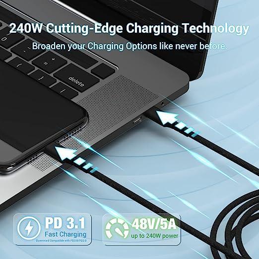 USB-IF-certificeret 3m USB-C 2.0 240W Hurtigopladning 480Mbps