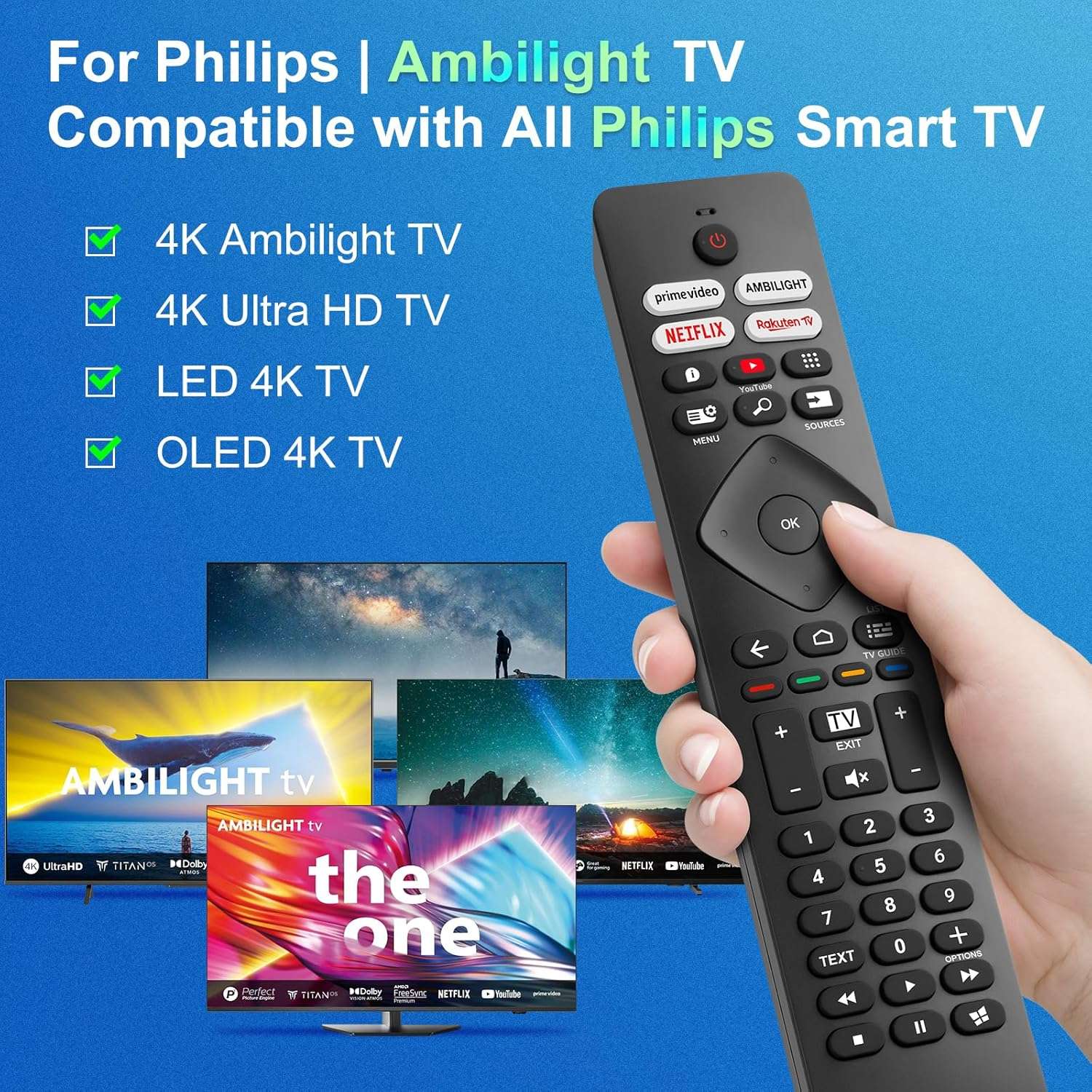 Universal Remote Control for Philips Ambilight Smart TVs