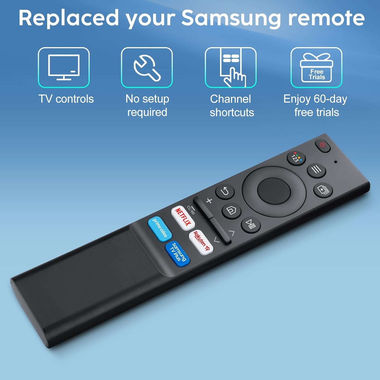 Universal Remote Control for Samsung Smart TV for all original Samsung remote controls, no pairing required, easy to use