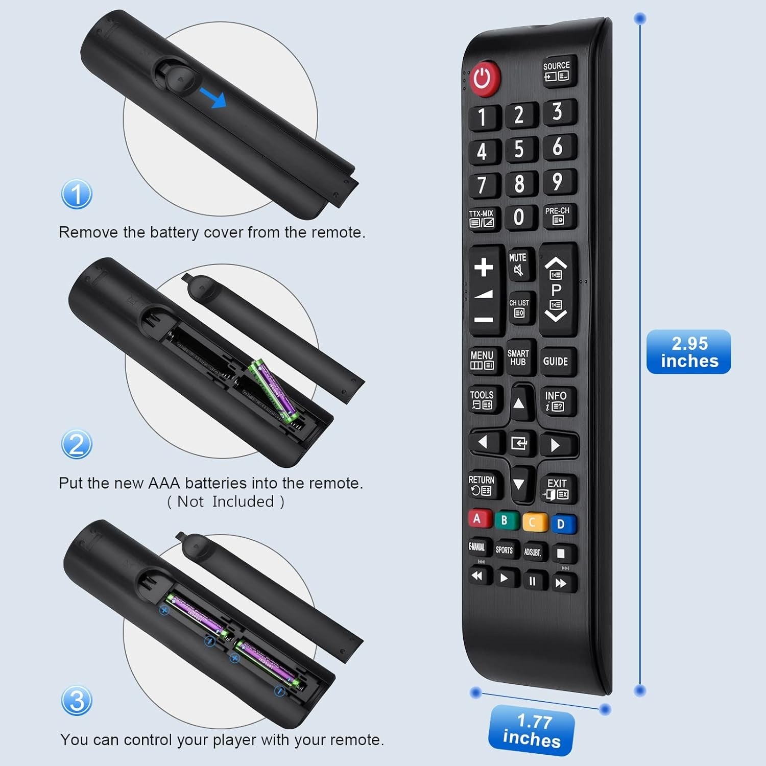 Universal remote control for Samsung Smart TV compatible with all Samsung remote controls