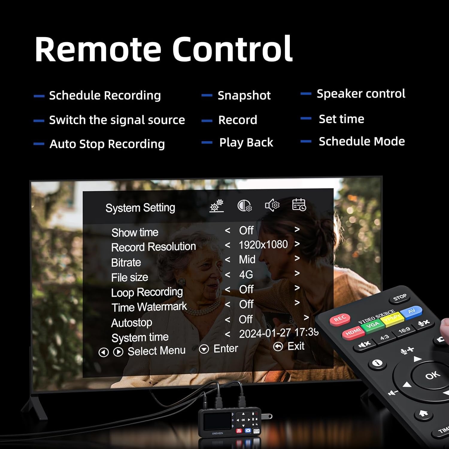Video to Digital Converter 4K HDMI/CVBS/VGA/YPBPR Inputs Video Recorder Capture from VCR, DVD, VHS Tapes, Hi8, Camcorders  4K capture 1080P 60pfs