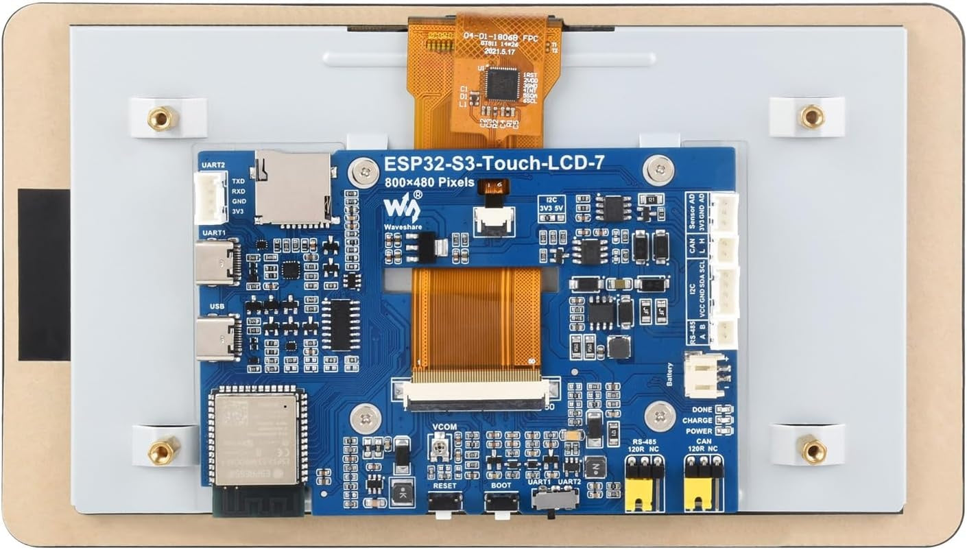 Waveshare 7 inch ESP32-S3 Capacitive Touch Display Development Board 800 x 480 65k RGB 7 Inch LCD Screen, 5-Point Touch, Supports WiFi and Bluetooth