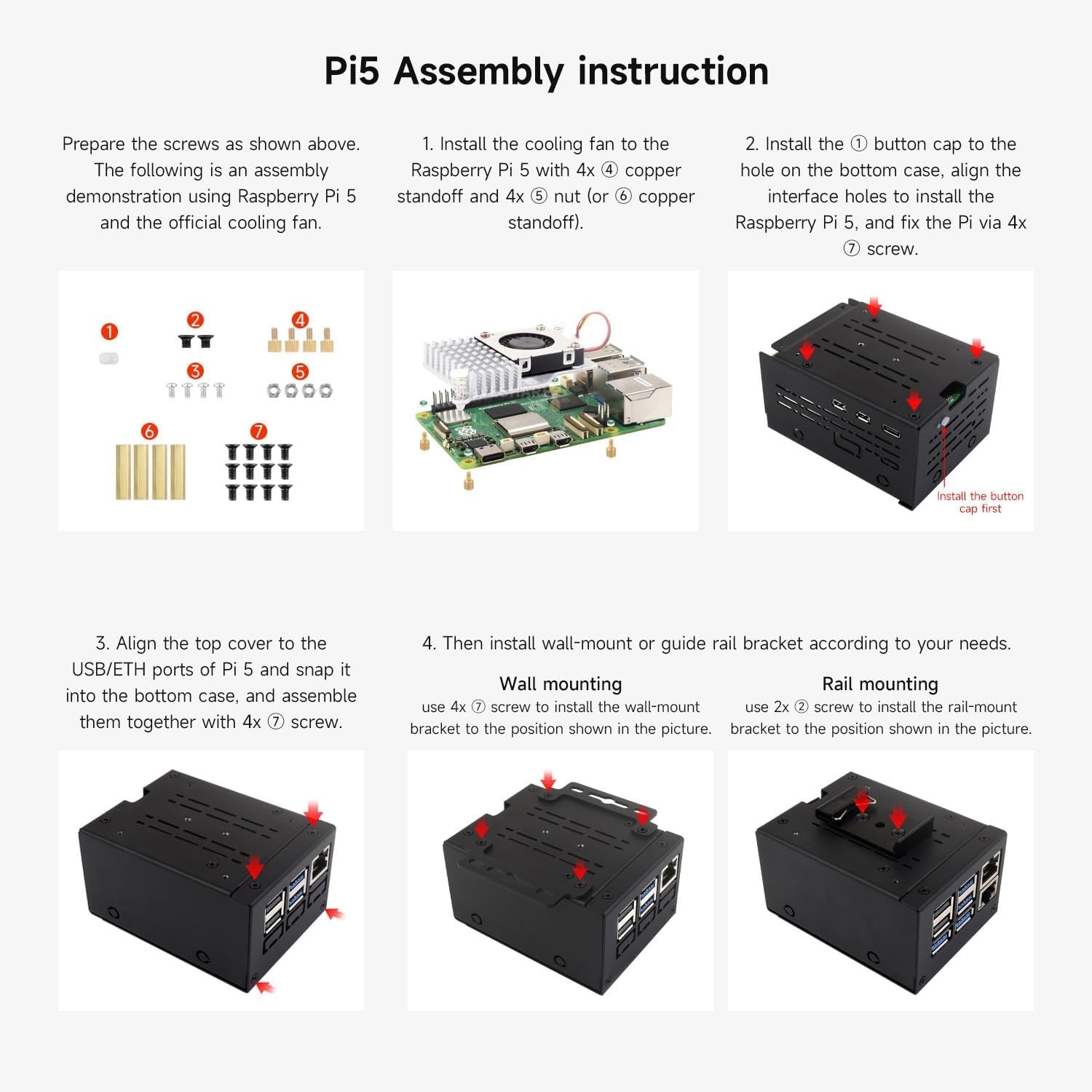 Waveshare industrielt metalkabinet (D) til Raspberry Pi 5