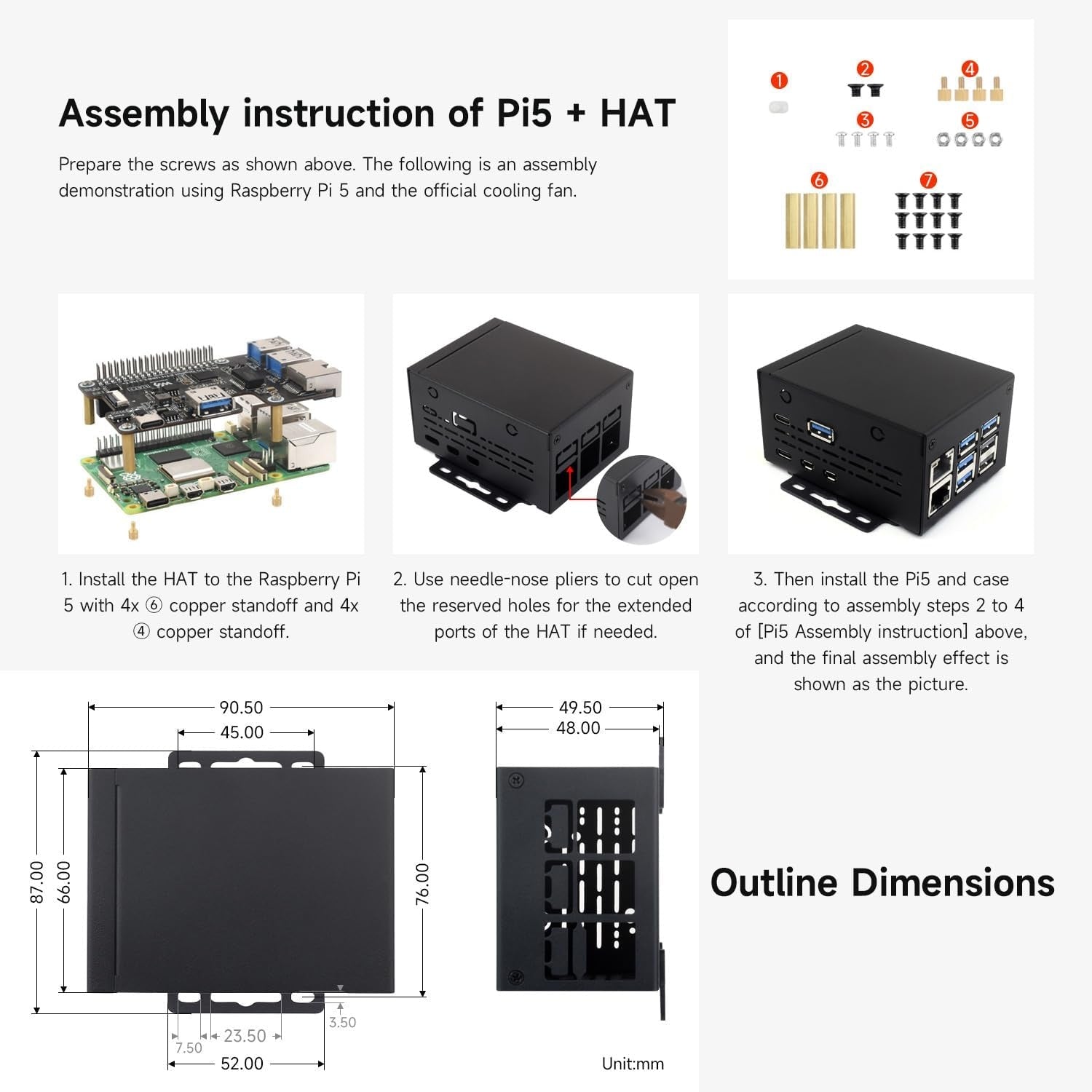 Waveshare industrielt metalkabinet (D) til Raspberry Pi 5
