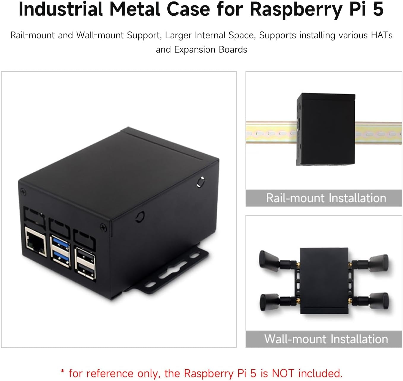 Waveshare industrielt metalkabinet (D) til Raspberry Pi 5