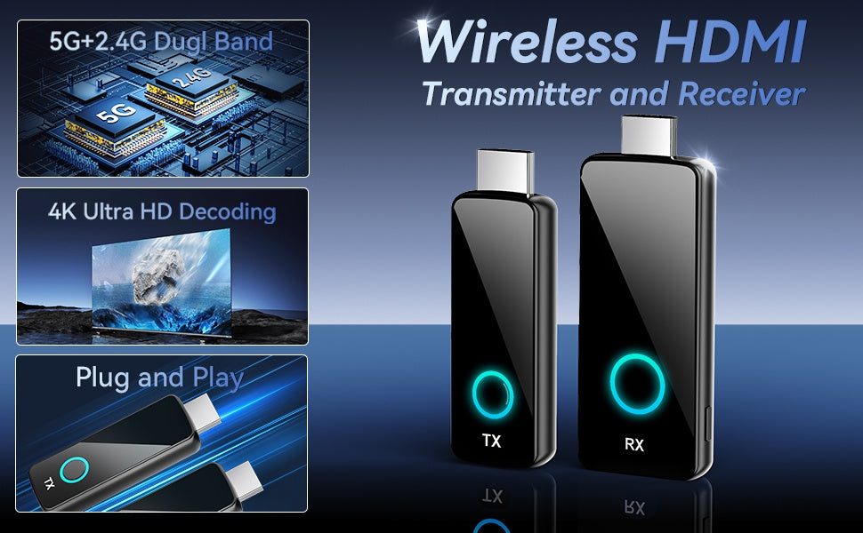 NÖRDIC Trådløs HDMI-forlænger 4K@30Hz 50m