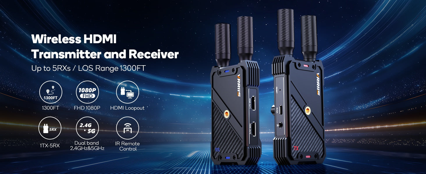 Wireless HDMI Transmitter and Receiver,1080P Full HD Wireless Video Transmission System with Loop Out, 400m