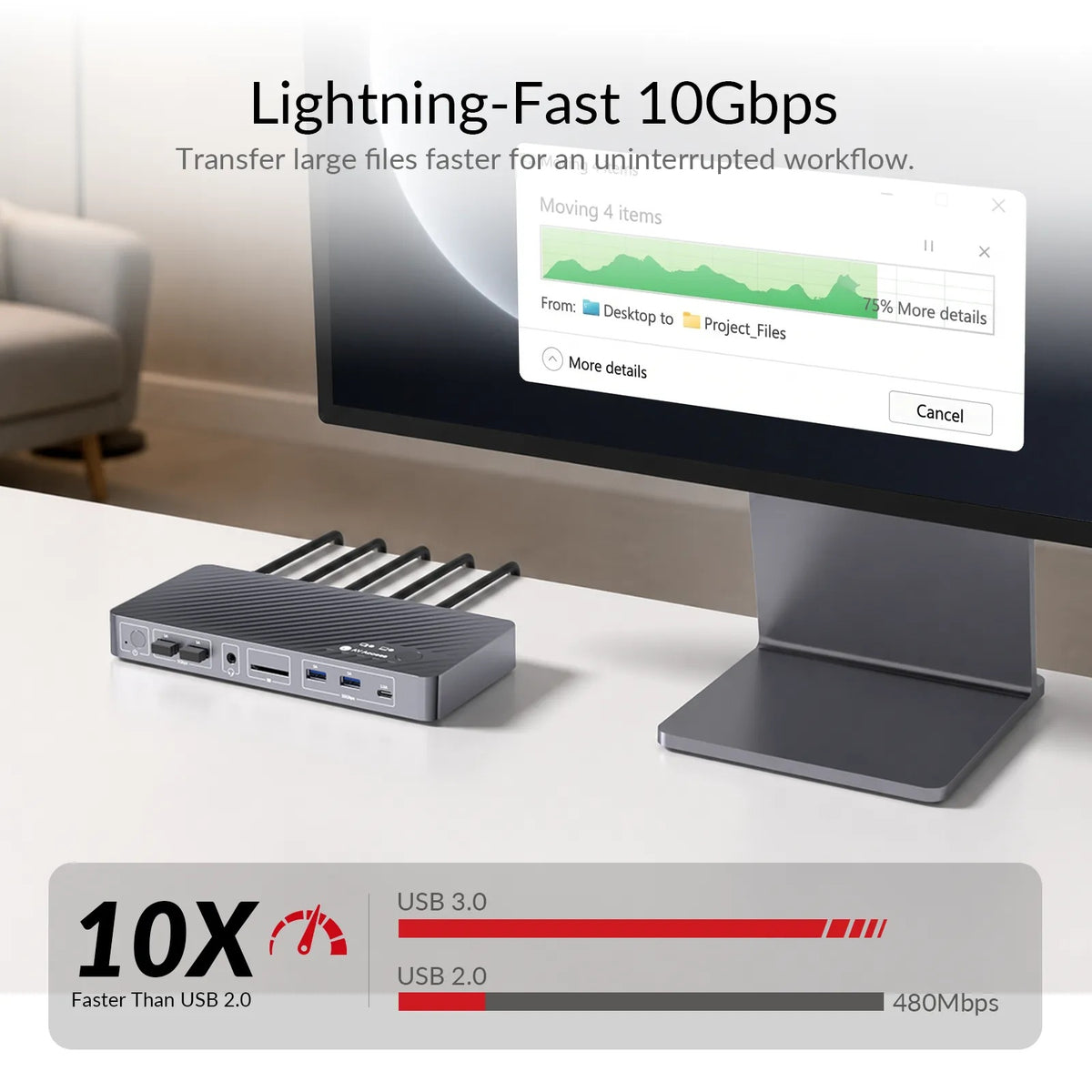 iDock B12 8K Dual Monitor Gaming KVM Docking Station for 1 Laptop & 1 Desktop with 2.5GbE